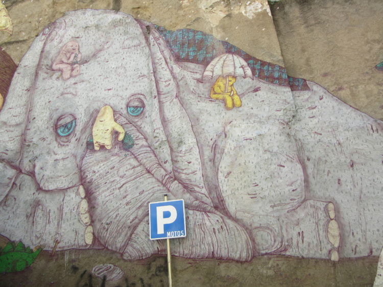 Elephant street art in Tarragona.