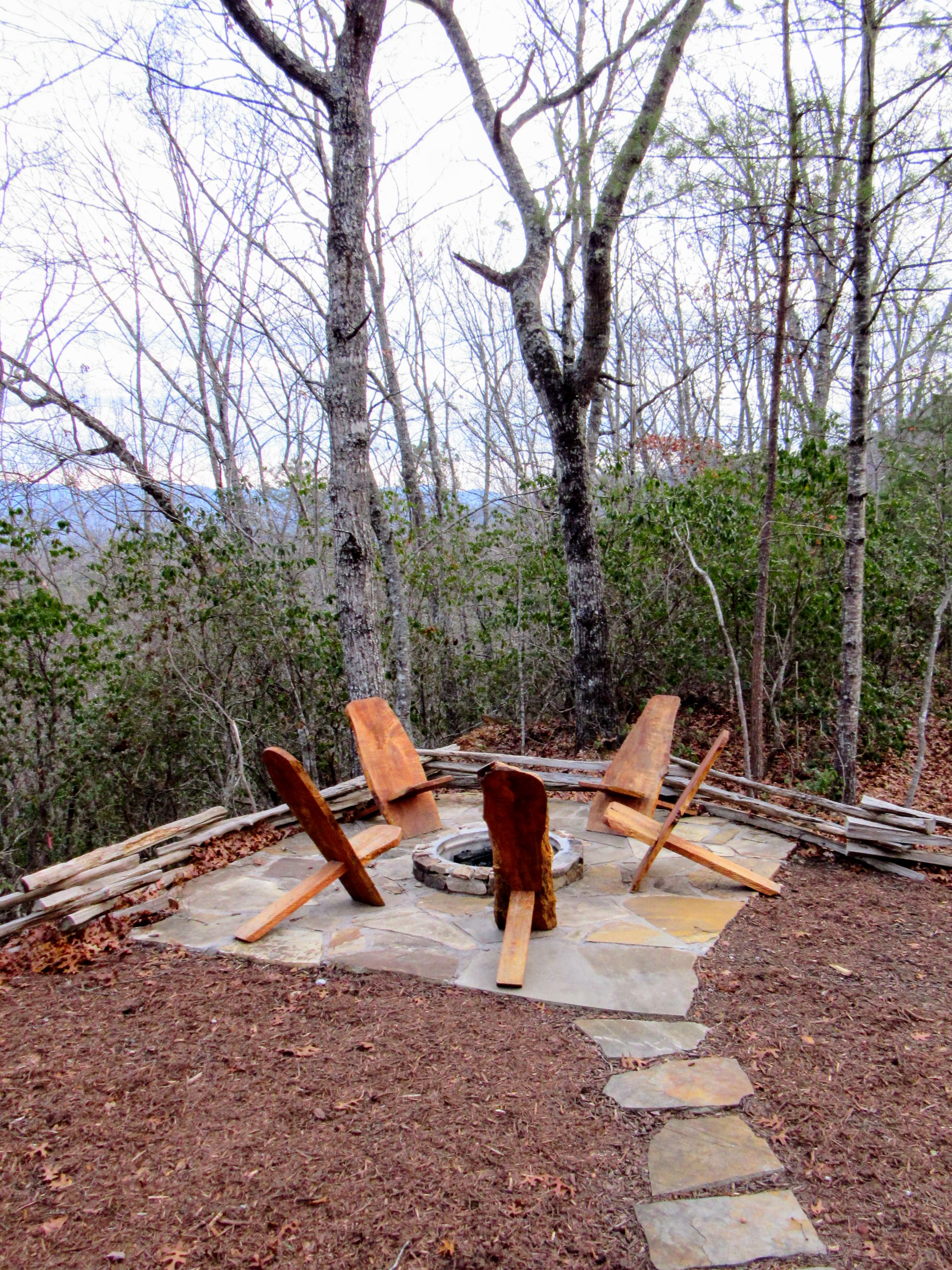 Our private outdoor fire pit. | Glamping NC: the Sky Ridge Yurts.