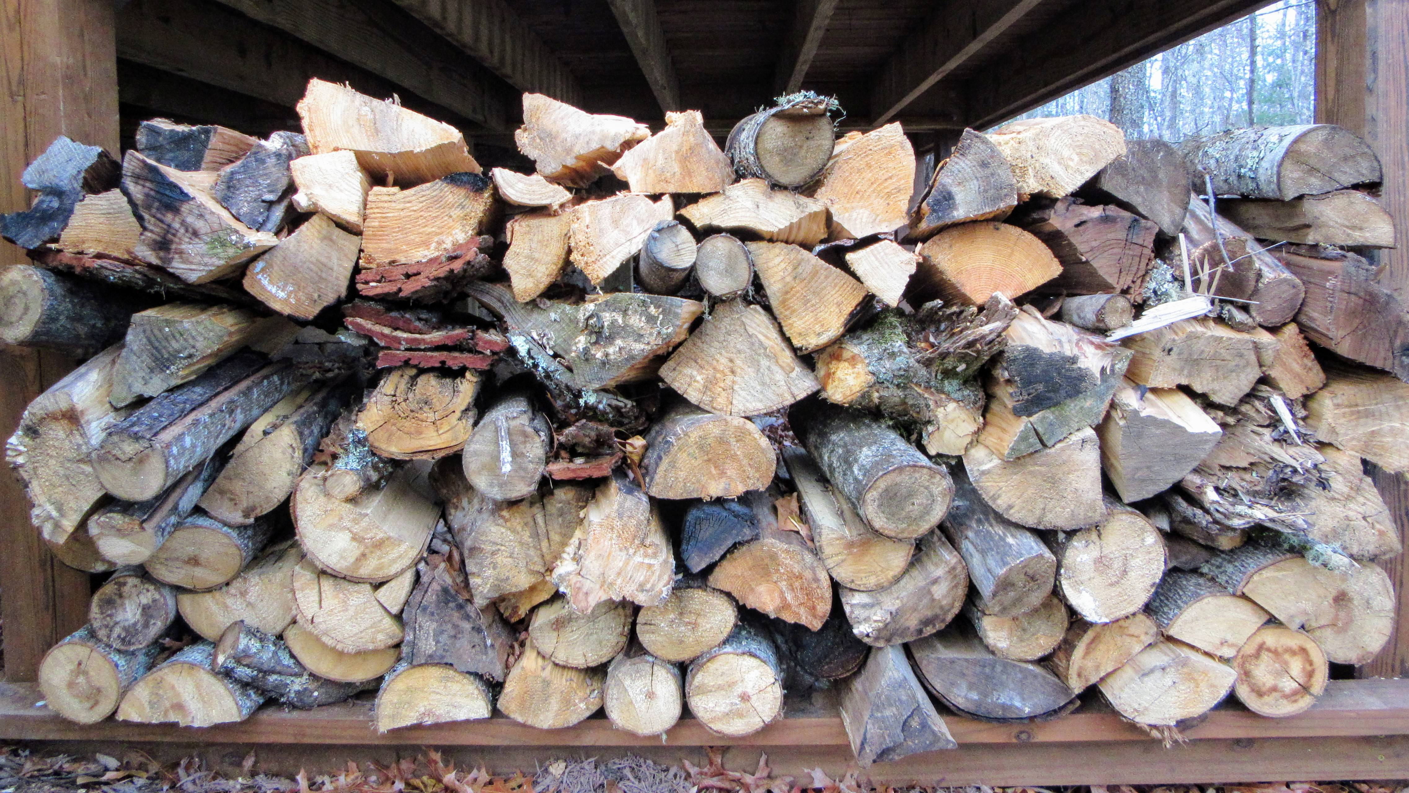 Pile of firewood. | Glamping at Sky Ridge Yurts.