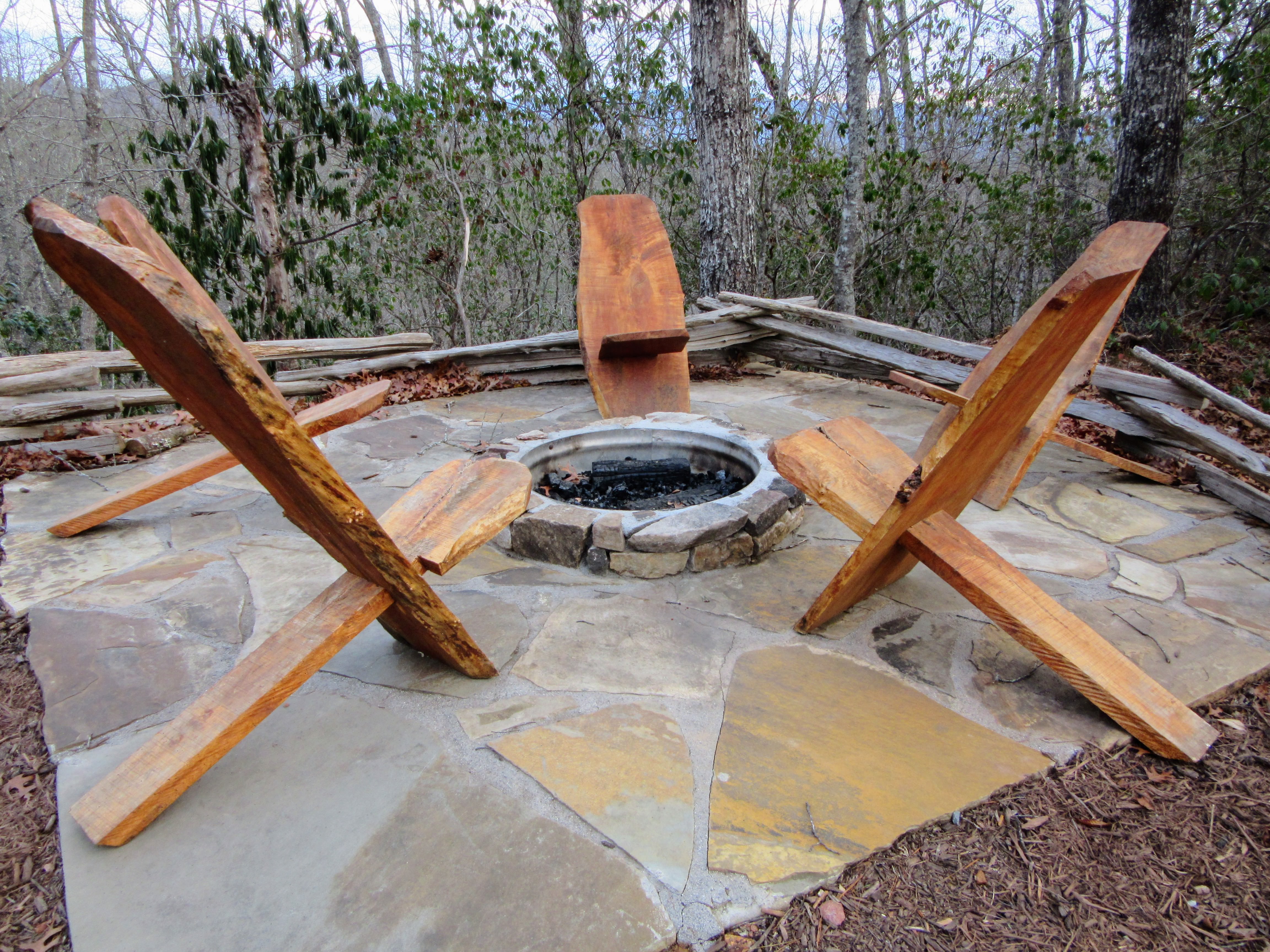 Our private outdoor fire pit. | Glamping NC: the Sky Ridge Yurts.