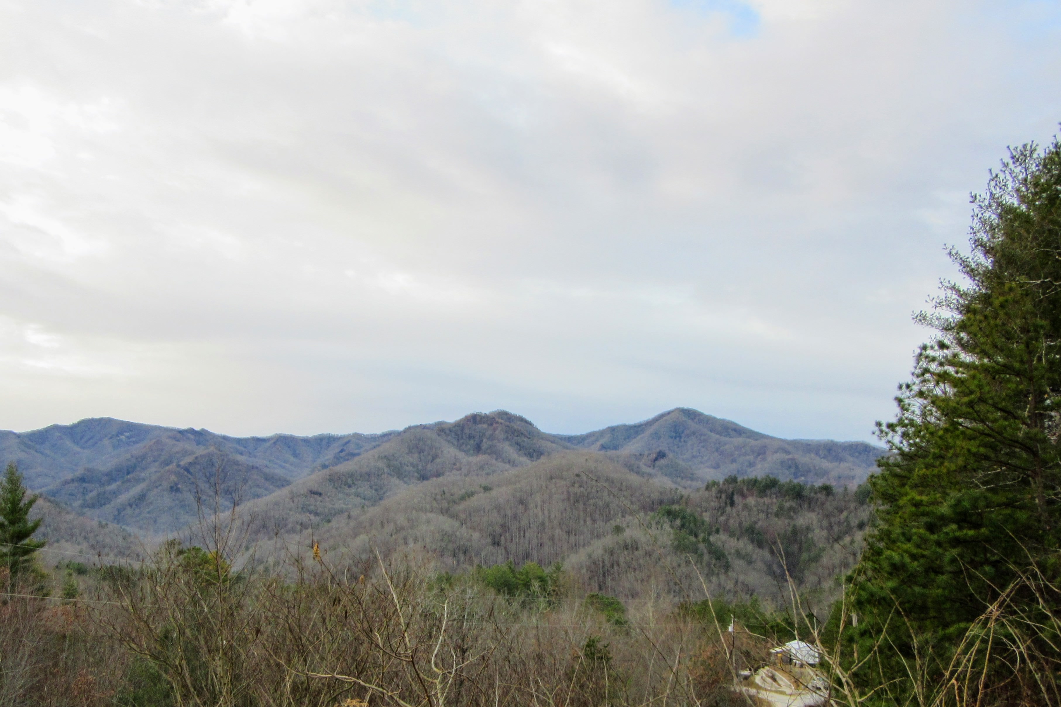 Looking across the Nantahala Gorge from the Sky Ridge Yurts. | Glamping NC.