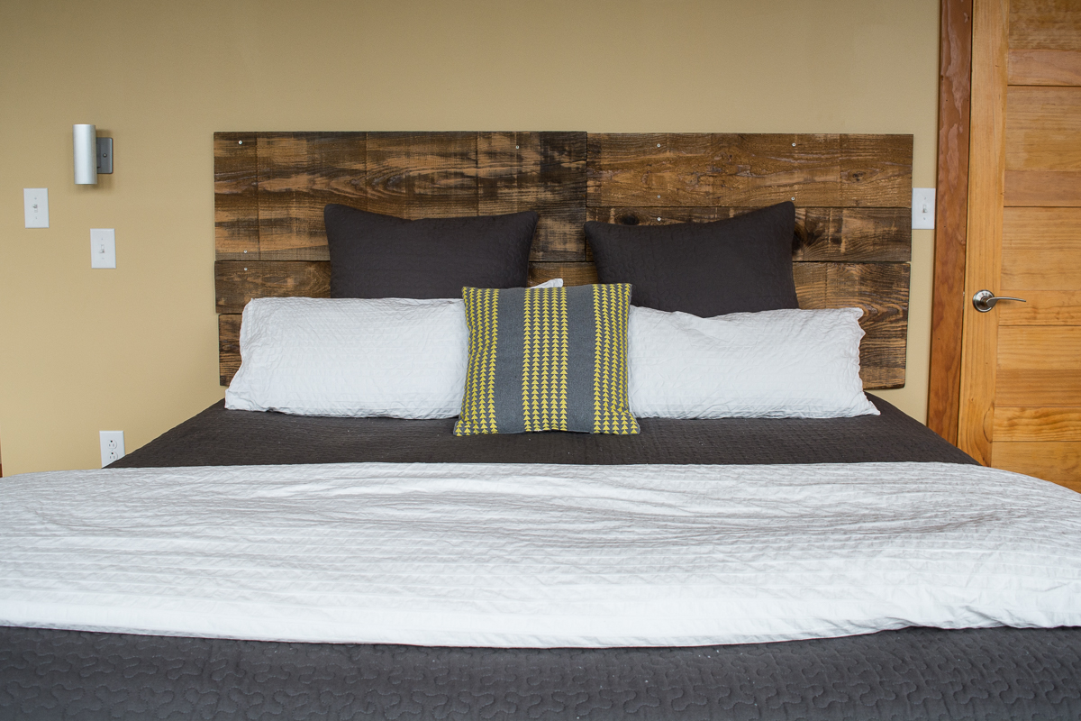 The comfy bed at the Stecoah House.