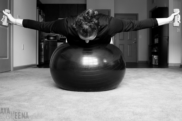 Doing one of my physical therapy exercises.